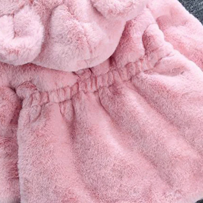 Faux Fur Winter Jacket – Thick Hooded Coat for Baby Girls & Toddlers