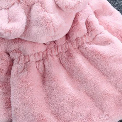 Faux Fur Winter Jacket – Thick Hooded Coat for Baby Girls & Toddlers