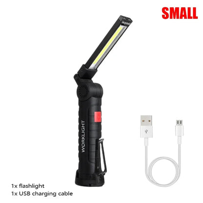 High Power LED Flashlight USB Rechargeable Camping Work Light Portable Outdoor Torch with Magnetic Base for Emergency Lighting