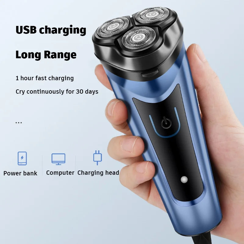 USB Electric Shaver for Men – Rechargeable Waterproof Razor with 4D Floating Blade & Long Battery Life