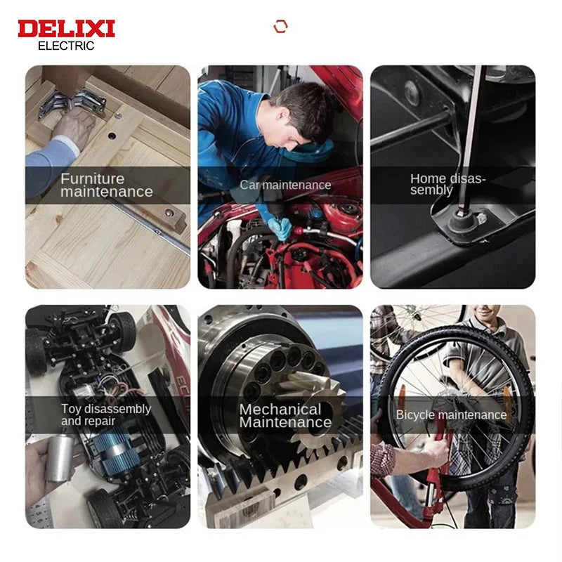 DELIXI Electric Allen Key Set – Hex Wrench Screwdriver Set with Sleeve, Universal Metric Tools for Motorcycles & Bicycles