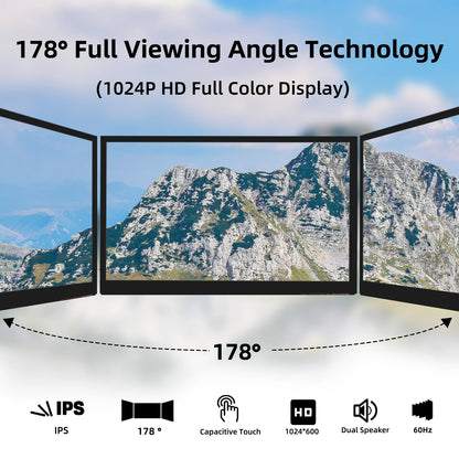 10.1 inch Capacitive Touchscreen，IPS 1024×600, Dual Built-in Speakers, HDMI Monitor Compatible with Raspberry Pi