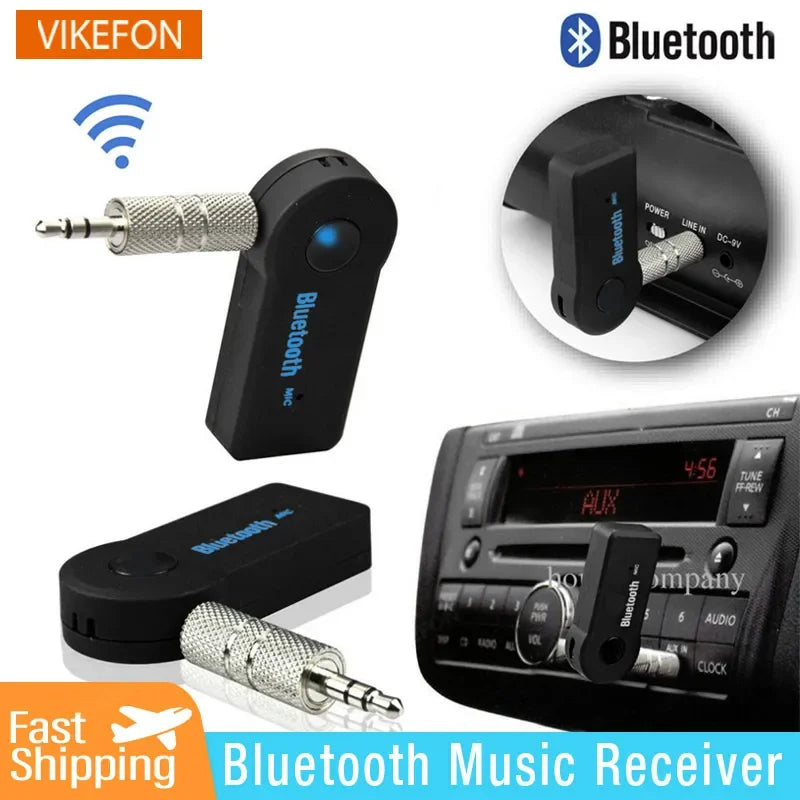 VIKEFON Bluetooth Audio Receiver – Wireless AUX 3.5mm Jack Adapter for Car, Speakers & Headphones with Mic