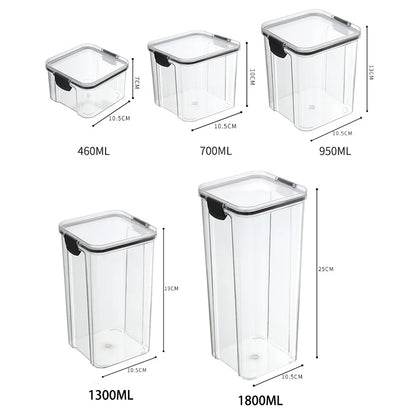 Sealed Jars Kitchen Grain Storage Organizer – Large Capacity Moisture-Proof Plastic Seasoning & Food Storage Box Set