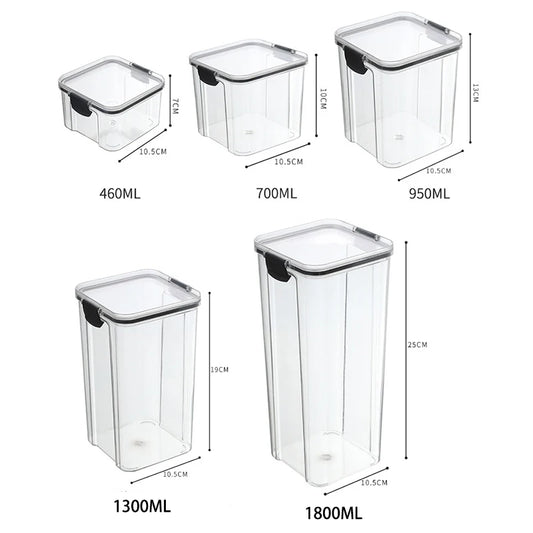 Sealed Jars Kitchen Grain Storage Organizer – Large Capacity Moisture-Proof Plastic Seasoning & Food Storage Box Set