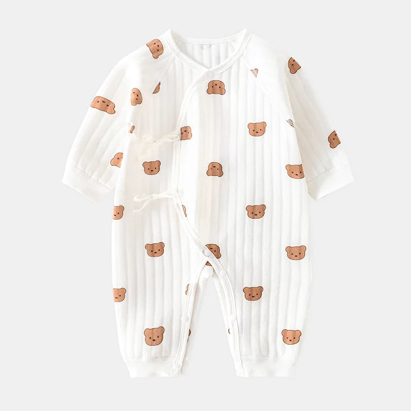 Newborn Boys Girls Cotton Bodysuit – Thickened Winter Onesie for Toddler Home Wear