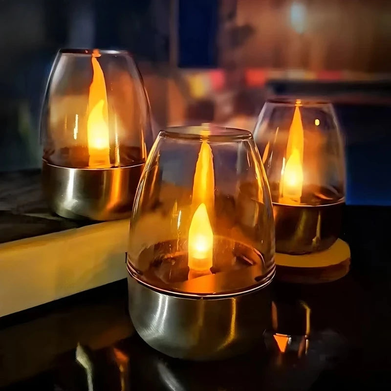 LED Solar Candles Light Flameless Rechargeable Night Light For Wedding Party Garden Decor Outdoor Waterproof Solar Candles Lamp