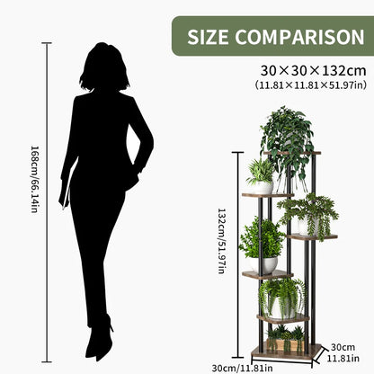 4/5/6 Tier Wooden Plant Stand – Multi-Layer Indoor/Outdoor Flower Shelf Display Rack