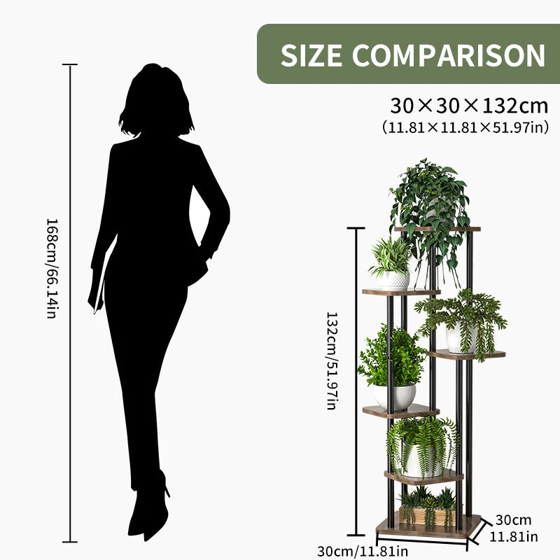 4/5/6 Tier Wooden Plant Stand – Multi-Layer Indoor/Outdoor Flower Shelf Display Rack