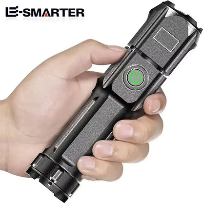 Telescopic Zoom Tactical Flashlight – Rechargeable USB LED Torch with 4 Modes, Waterproof for Camping, Fishing & Outdoor