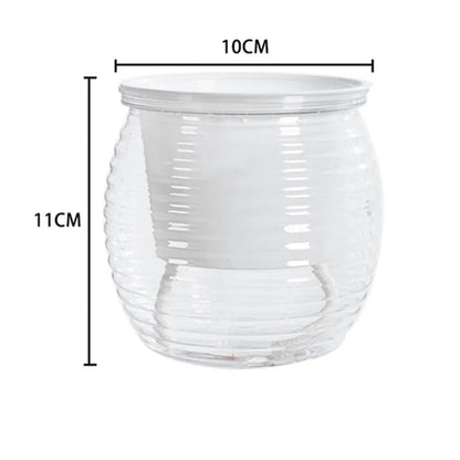 Mini Self Watering Flower Pot Fish Tank Transparent Plastic Plant Pots Self Watering Planter Pot Vase For Home Decoration