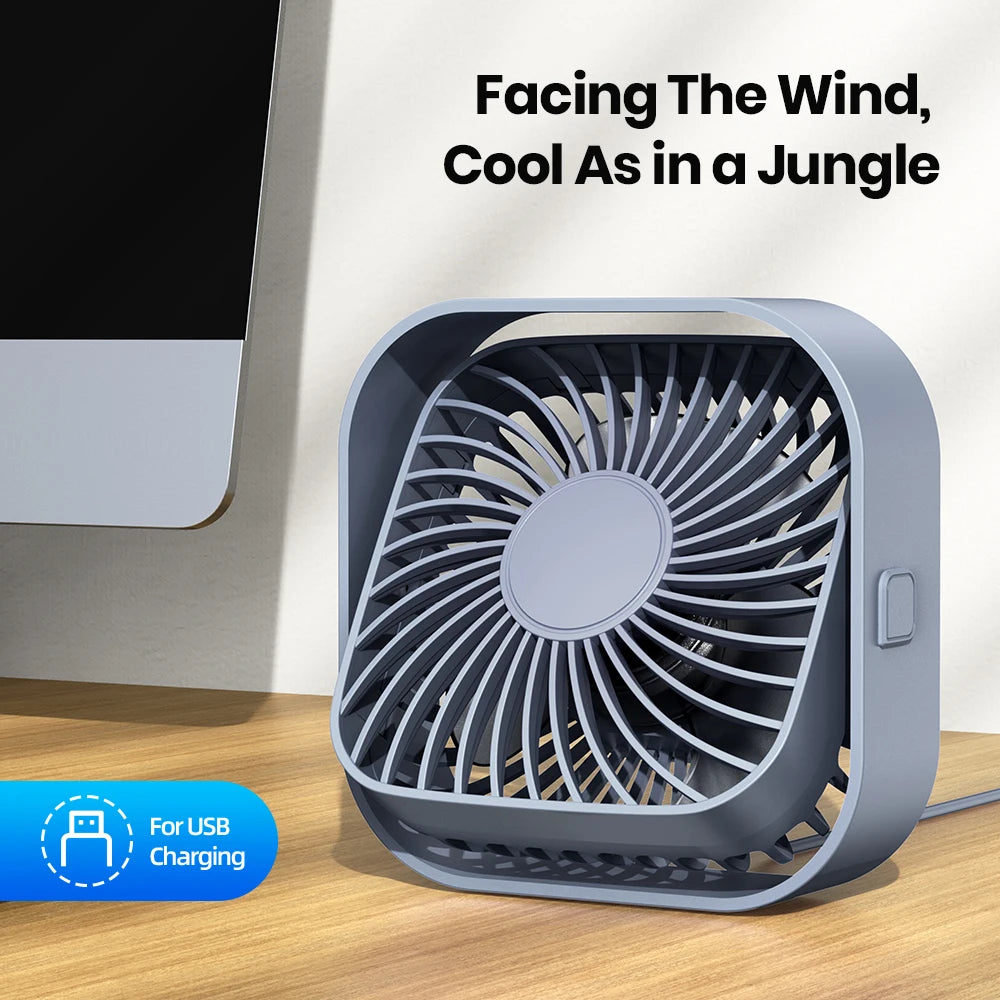 TOPK Mini Portable USB Desk Fan – Quiet 3-Speed Table Fan with Strong Airflow, 360° Rotation for Home, Office & Bedroom