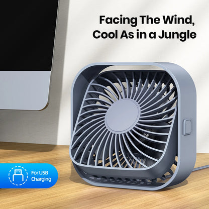 TOPK Mini Portable USB Desk Fan – Quiet 3-Speed Table Fan with Strong Airflow, 360° Rotation for Home, Office & Bedroom