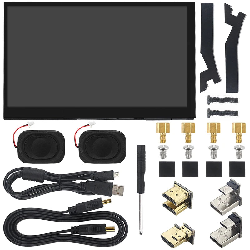 7 Inch Portable Display IPS LCD Capacitive Touch Screen 1024x600 Monitor Optional Speakers for Raspberry Pi 5 4B 3B+ Laptop PC