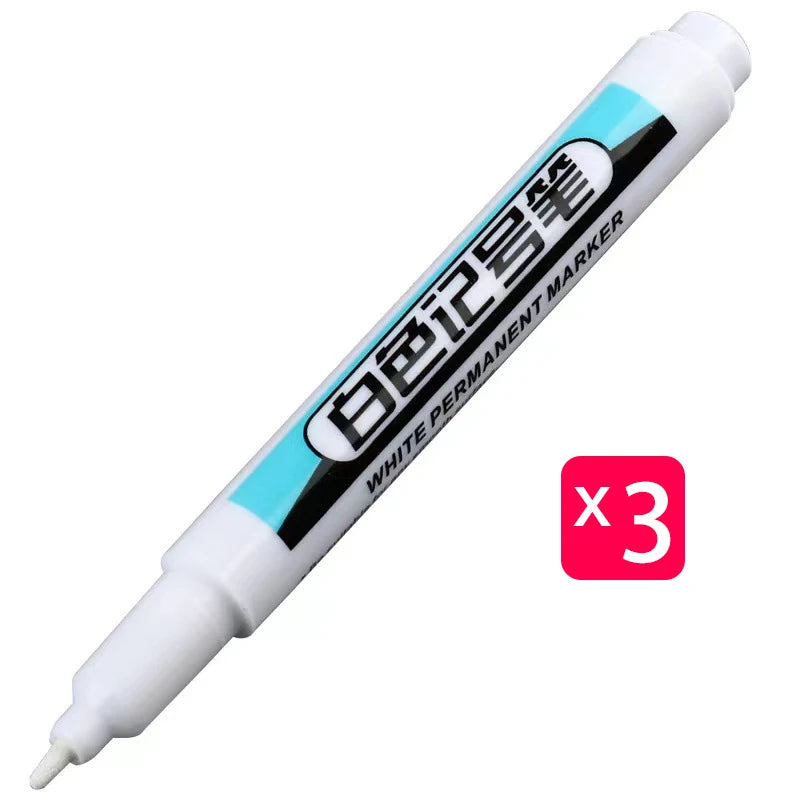 White Marker Oily Fine Tip Pen – Permanent Waterproof Marker for Metal, Glass & More