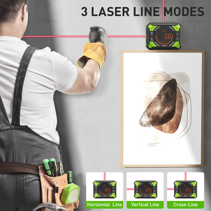 Huepar Digital Laser Angle Gauge – 3-in-1 Electronic Protractor with LCD Display, Magnetic Inclinometer & Laser Dot Level Tool (AG2L)