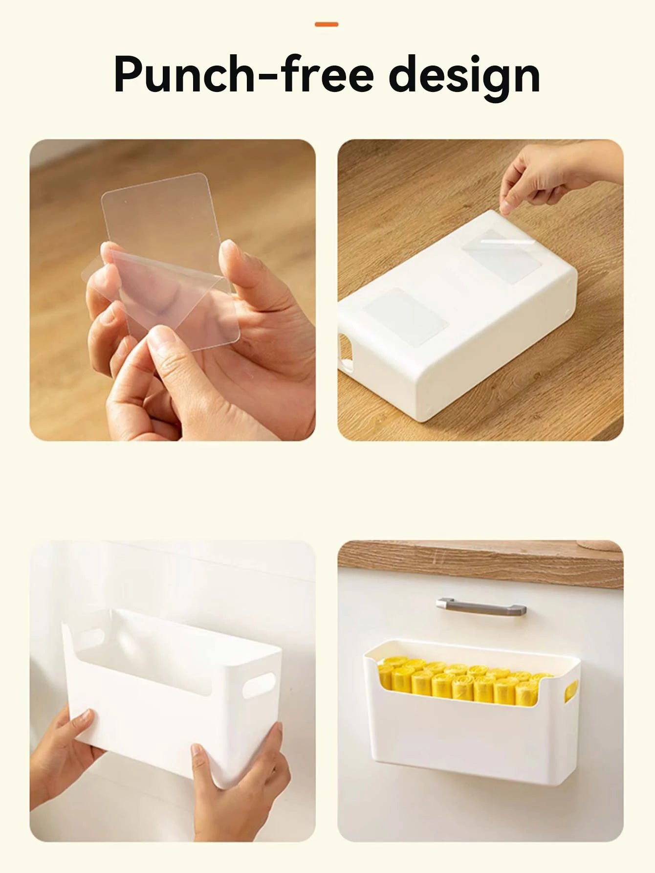 WORTHBUY Multifunctional Plastic Kitchen Storage Box – Punch-Free Wall-Mounted Cabinet Organizer for Kitchen Accessories