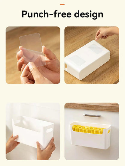 WORTHBUY Multifunctional Plastic Kitchen Storage Box – Punch-Free Wall-Mounted Cabinet Organizer for Kitchen Accessories