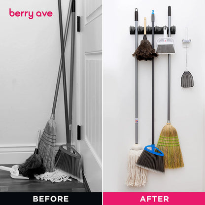 Wall Mounted Mop Holder – 3/4/5 Position Multi-Functional Broom & Cleaning Tool Hanger
