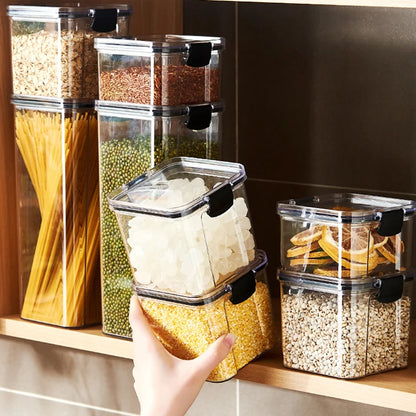 Sealed Jars Kitchen Grain Storage Organizer – Large Capacity Moisture-Proof Plastic Seasoning & Food Storage Box Set