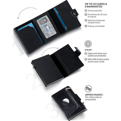 RFID Carbon Fiber Wallet with AirTag Pocket – Luxury Slim Credit Card Holder for Men
