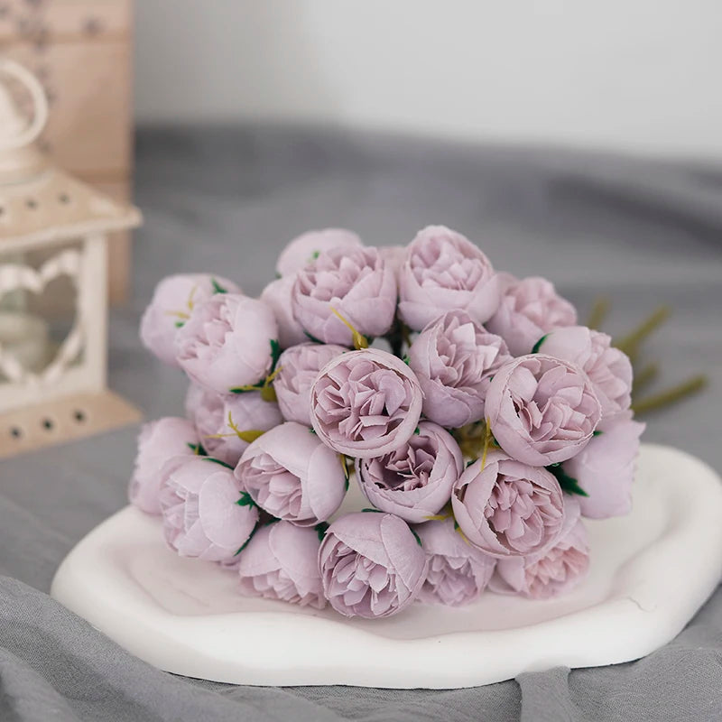 27 Heads Artificial Silk Pink Peony Rose Bouquet for Home Wedding Decoration