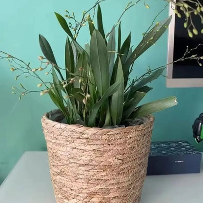 1Pcs For Garden Terraces Flower Pot Basket Rattan Straw Planter Basket Grass Woven Flowerpot Furniture Decoration Mini/S/M/L