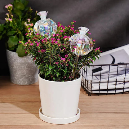 2PCS Glass Pomegranate Flower Watering Globes – Decorative Self-Watering Tools for Indoor & Outdoor Plants