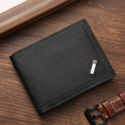 Men’s PU Leather Short Wallet – Slim Foldable Minimalist Wallet for Everyday Use