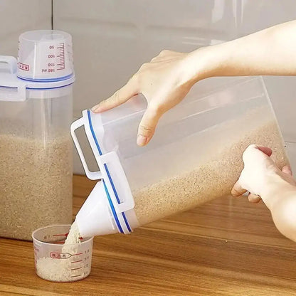 Rice & Grain Storage Canister – With Measuring Cup Lid, Moisture-Proof & Insect-Proof Food Container