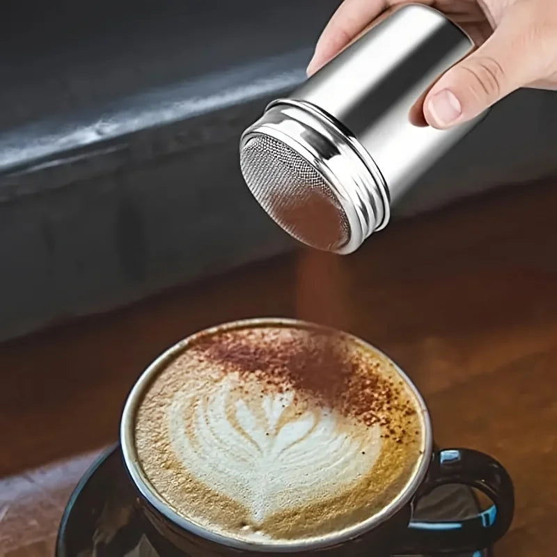 Stainless Steel Powder Sugar Shaker – Fine Mesh Icing Dispenser for Baking & Coffee