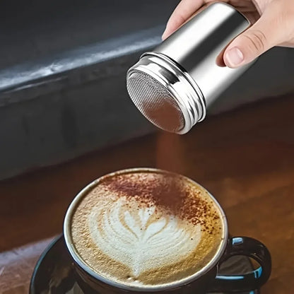 Stainless Steel Powder Sugar Shaker – Fine Mesh Icing Dispenser for Baking & Coffee