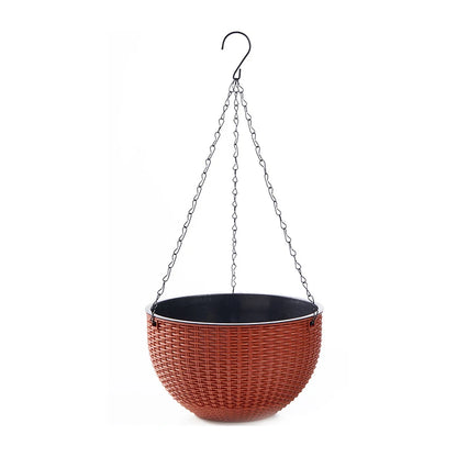 Honeycomb Hanging Planter – Imitation Rattan Plastic Hanging Basket with Chain