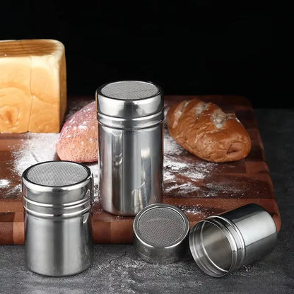 Stainless Steel Powder Sugar Shaker – Fine Mesh Icing Dispenser for Baking & Coffee