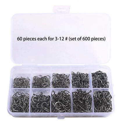1000Pcs High Carbon Steel Barbed Fishing Hooks – Sharp & Durable Hook Set for Rock Fishing & Tackle Gear