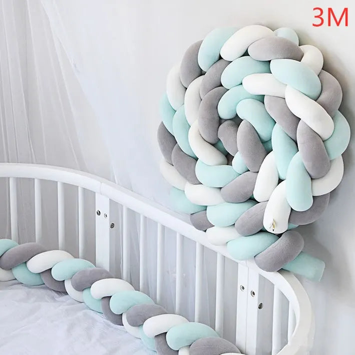 Braided Baby Bed Bumper – Soft Knot Crib Bumper for Infant Cradle Protection (1M–4M)