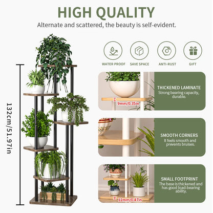 4/5/6 Tier Wooden Plant Stand – Multi-Layer Indoor/Outdoor Flower Shelf Display Rack