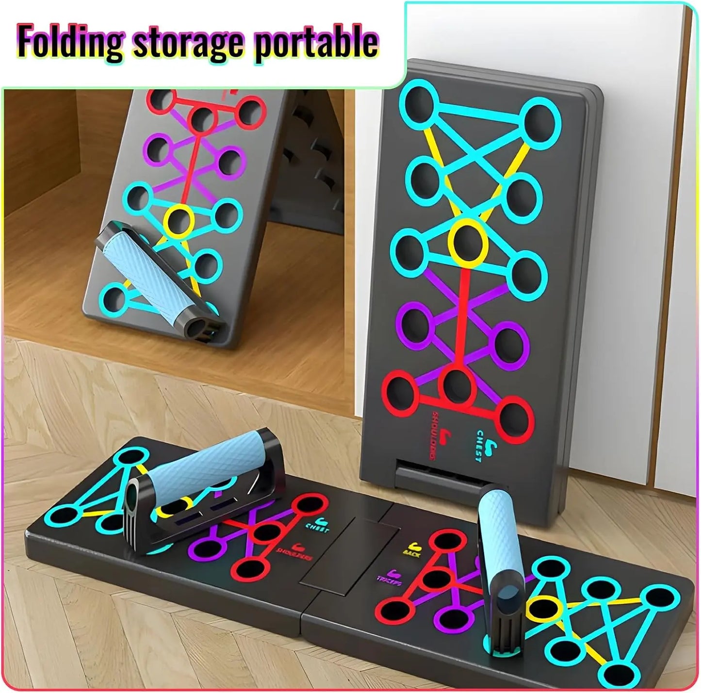 Portable Push-up Board Set – Multifunctional Foldable Push-up Bars for Chest, Arms & Back Training