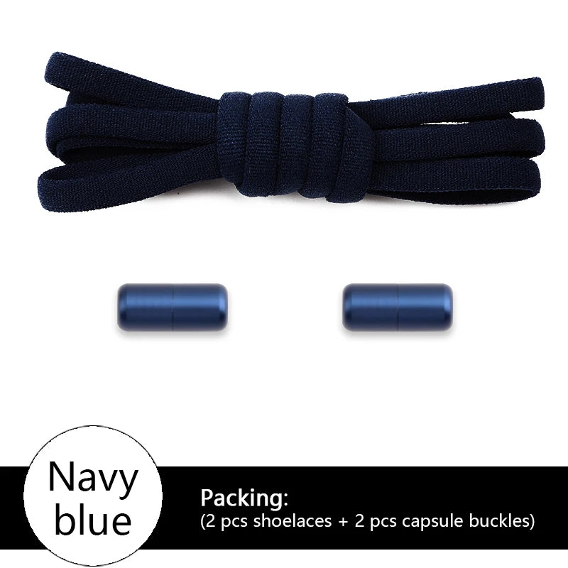 Colored Round No Tie Shoelaces – Elastic Lock Shoelaces with Matte Metal for Sneakers & Casual Shoes