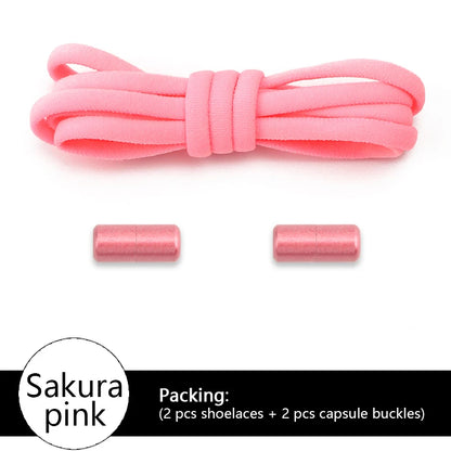 Colored Round No Tie Shoelaces – Elastic Lock Shoelaces with Matte Metal for Sneakers & Casual Shoes