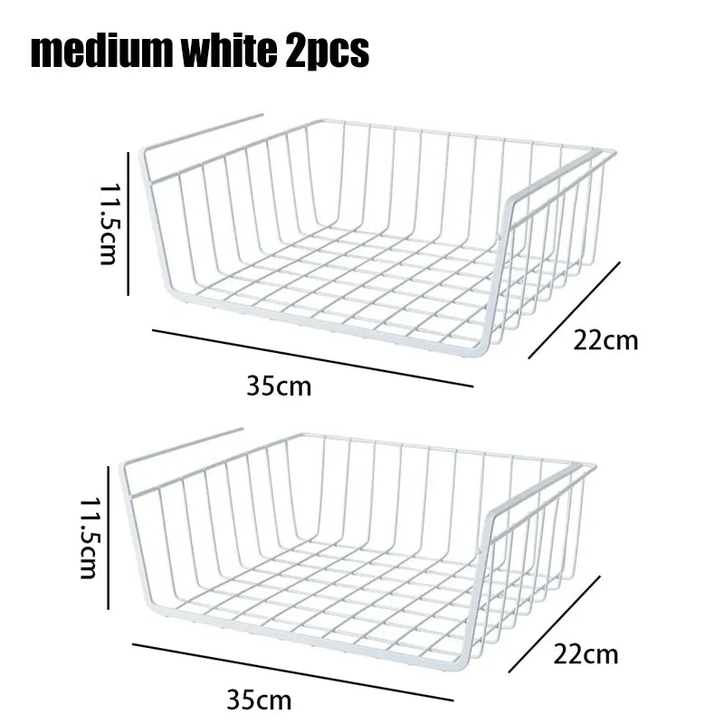 Multi-Functional Perforated Hanging Storage Basket – Iron Wire Rack for Kitchen & Bathroom Organization