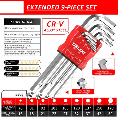 DELIXI Electric Allen Key Set – Hex Wrench Screwdriver Set with Sleeve, Universal Metric Tools for Motorcycles & Bicycles