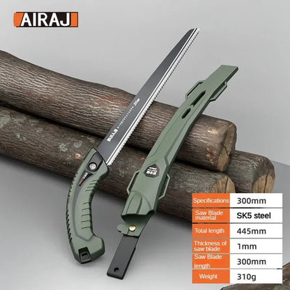 AIRAJ Japanese Hand Saw – Sharp SK5 Steel Blade for Woodworking & Garden Pruning