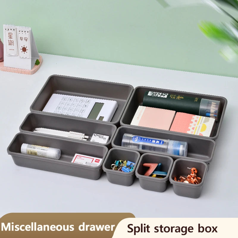 8pcs Adjustable Drawer Organizer Box Set – Makeup, Kitchen, Closet & Bathroom Storage Trays