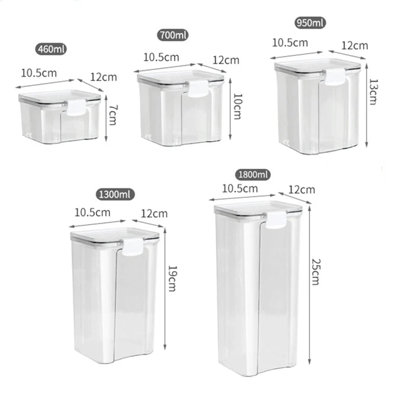Sealed Jars Kitchen Grain Storage Organizer – Large Capacity Moisture-Proof Plastic Seasoning & Food Storage Box Set
