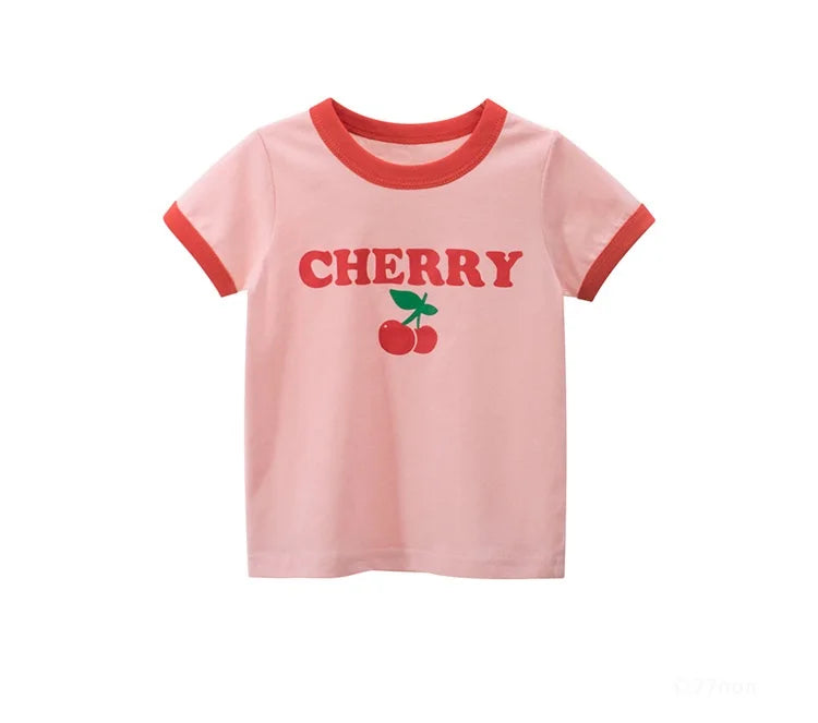 2025 Summer Kids’ Girls Short Sleeve T-Shirts – Printed Little Girl Tops for Toddlers (Ages 2-8 Years)
