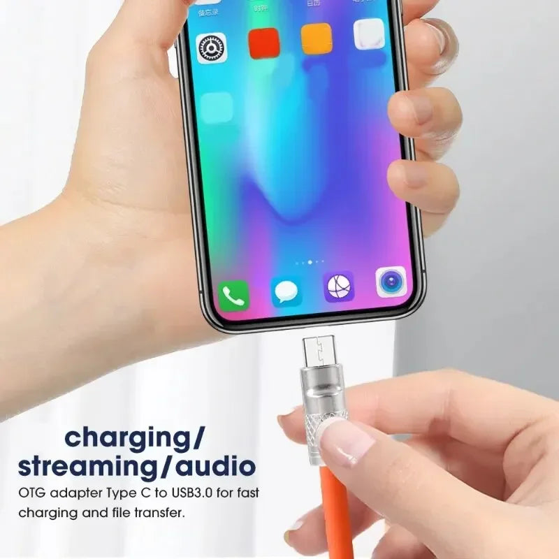 Liquid Silicone Cable Quick Charge 1M USB Cable USB C Charger Cable for Huawei Samsung Xiaomi 120W 6A Super Fast Charge Type C