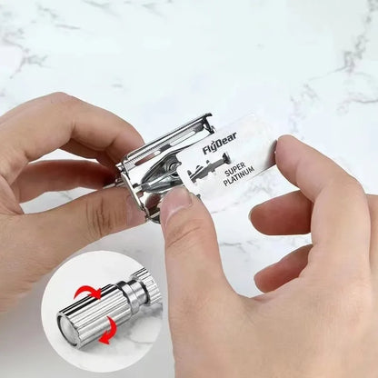 Double Edge Safety Razor Set – Classic Beard Shaver for Men with Long Handle for Close Shaves