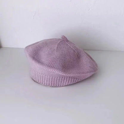 Flower Baby Beret Hat – Winter Warm Knitted Beanie Cap for Infant Girls
