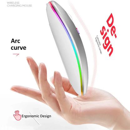 Wireless Mouse Rechargeable Silent LED Backlit Mice PC Laptop Computer Mous 2.4Ghz Receiver Bluetooth Dual Mode Optical Mice